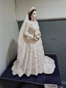 A Royal Worcester figure of the Late H.M. Queen Elizabeth II, in wedding dress, and one other of the