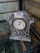 A large Waterford crystal mantle clock, 18.5cm