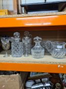 A selection of crystal including decanters
