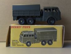 Dinky Toys 80D Berliet 6 wheel military lorry and #677 Armoured command vehicle, both good with fair