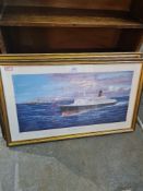 Two limited edition prints of Cunard Liners by S. W. Fisher, both pencil signed