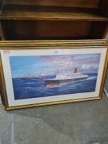 Two limited edition prints of Cunard Liners by S. W. Fisher, both pencil signed