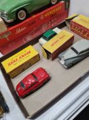 Dinky 182, Porsche 356A boxed, Dinky 150 Rolls Royce and 189 Triumph Herald, All with chips and worn