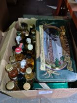 A small carton of alcoholic miniatures mainly Whisky (approx 35)