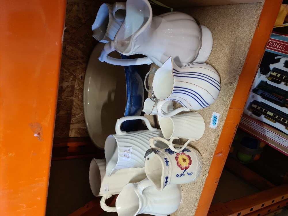 A selection of vintage china jugs and a mixing bowl and a chair - Image 6 of 6