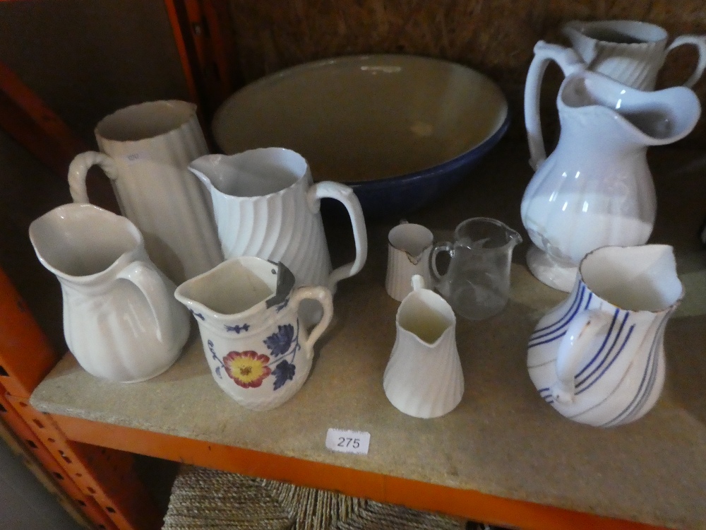 A selection of vintage china jugs and a mixing bowl and a chair - Image 2 of 6