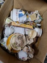 Box of mixed various glass and china including Coalport Paddington Bear