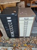 Two x metal drawers cabinets, one being stamped 'Bisley'