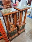 A pair of early 20th century trench empire style figure stand turned pillars with mirror backs, heig