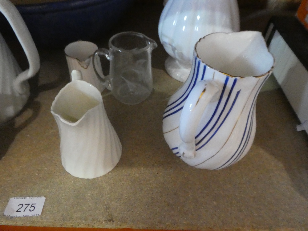 A selection of vintage china jugs and a mixing bowl and a chair - Image 3 of 6