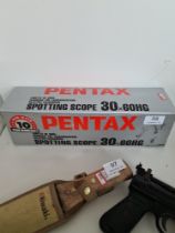 A Pentax spotting scope 30 x 60 Hg, with case in original box