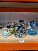 A small quantity of coloured glass including a Medina scent bottle (base of stopper damaged)