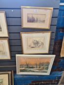 Two small 19th Century watercolours of boats, one signed J. N. Carter, 2 19th Century pencil drawing