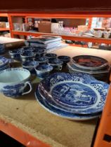 A large quantity of Copeland Spode Fabian design dinnerware to include 10 large tankards, and simila