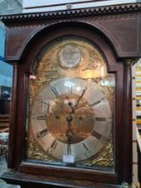 A Georgian oak long cased clock having brass dial by Alex Nimmo, Linlithgon, 8 day with second, styl