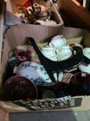 Two boxes of mixed collectables, china, books, etc