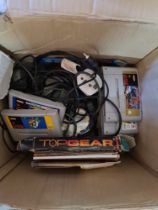 Box of Super Nintendo games, etc