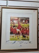 A coloured print of England World Cup Stars 1966 after the original by Brian West number 601/700