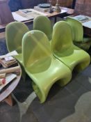 A set of 5 light green plastic moulded chairs, possibly 1970s