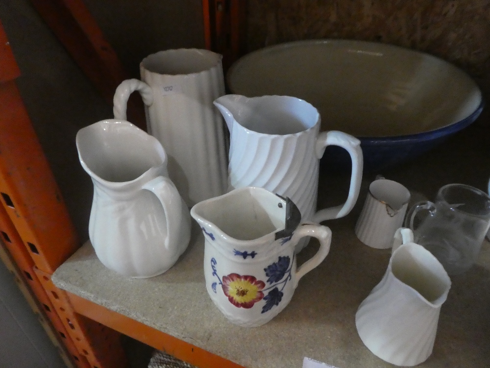 A selection of vintage china jugs and a mixing bowl and a chair - Image 4 of 6