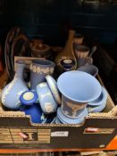 A quantity of Wedgwood Jasperware including vases, plates and trinket boxes
