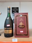 A bottle of Dimple Scotch Whisky in box and a bottle of Remy Martin cognac