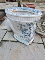 Vintage transfer print blue/green and white toilet No. 234289 County Council Pattern "Lucania"