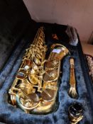 A modern Jupiter saxophone in fitted case marked JAS f567 f565