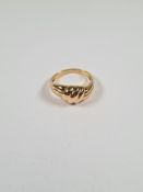 14ct band ring of twisted rope design, size V, marked 585, approx 2.2g