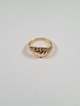 14ct band ring of twisted rope design, size V, marked 585, approx 2.2g