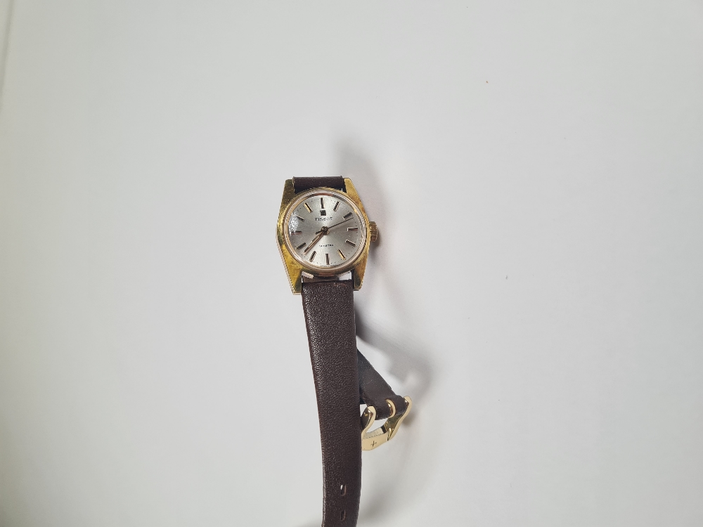 Tissot; A vintage gold plated ladies 'Tissot Seastar' watch with silvered dial baton markers, 1971, - Image 6 of 6