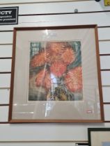 Richard Bawden, a pencil signed artist proof coloured etching titled 'Chrysanthemums' 34 x 39cm