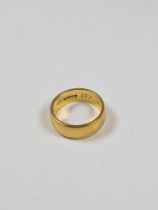 22ct yellow gold wedding band, size L/M, marked 22, London maker BW & Sons, marked EuroWed, approx 7