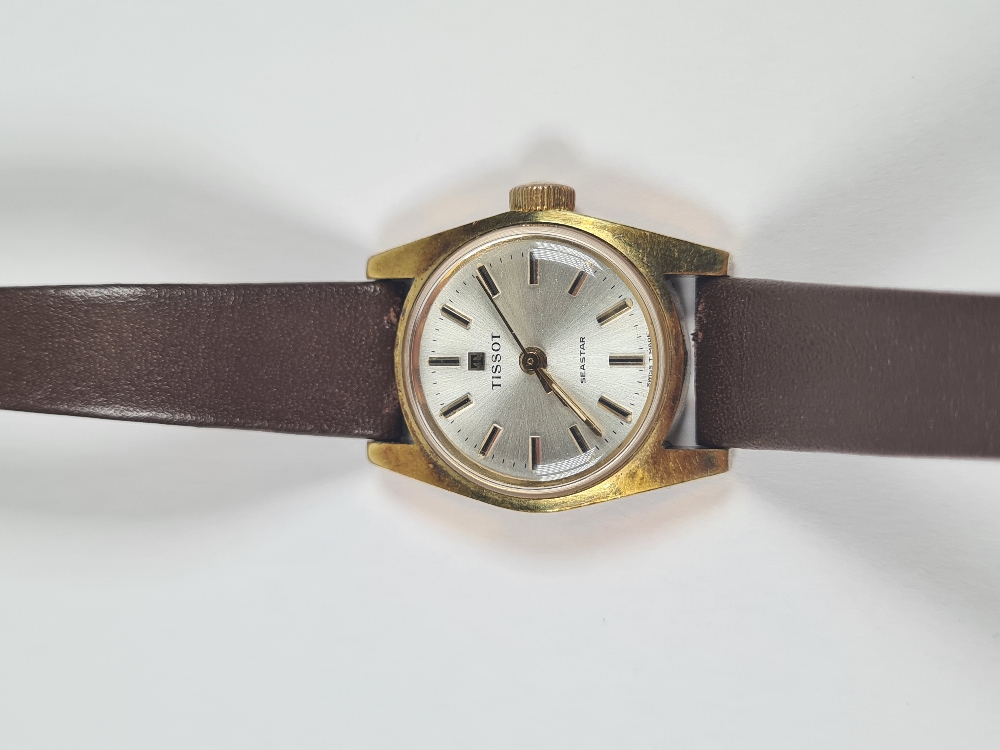 Tissot; A vintage gold plated ladies 'Tissot Seastar' watch with silvered dial baton markers, 1971, - Image 4 of 6