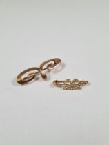 9ct yellow gold brooch marked 375, Birmingham, maker RBS, approx 2.94g, together with an antique 15c