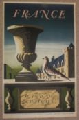 An original French travel poster titled "France - Land of Chateaux" after Jean Picart Le Doux, loose