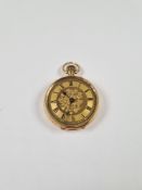 Antique 18ct yellow gold cased ladies fob watch with 18ct gold case floral engraved Outer case with