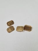 Pair of 9ct yellow gold cufflinks, of tapered rectangular form, marked 375, maker S & D, approx 3g