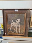 An early 20th Century oil of Terrier, signed E J Hoy, 1925, 22 x 27.5cm