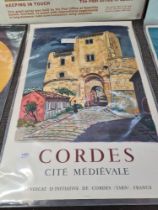 An Original French Travel poster Cordes Cite Medievale after Yves Brayer 64.5x98cm