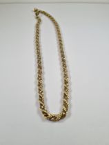 Unmarked yellow and white gold ropetwist necklace, unmarked 52cm, approx 38.52g