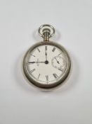 Antique Silverode cased lever set sidewinder pocket watch, AM Watch Co Waltham, movement signed P S