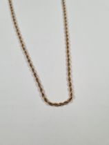 9ct yellow gold ropetwist design neckchain, 46cm, marked 375, approx 4.4g