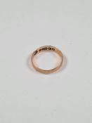 9ct rose gold wedding band, size N, marked 375, Birmingham by Michael Emanuel, approx 1g