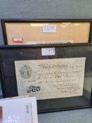 Bank of England UK White Five Pound Note, 1947 K O Peppiatt Serial L13001600 in frame and two framed
