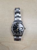 Rolex; A 1960s Stainless Steel 'Rolex Oysterdate' Precision wristwatch with black signed dial, golde