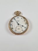 9ct yellow gold cased pocket watch chronometer 'Solvil Paul Ditishein' AF, with white enamel and blo