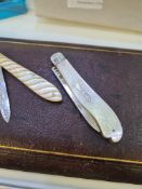 A quantity of silver and Mother of Peal penknives of various ages and makers. A Victorian example by