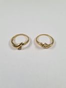 Two 8ct gold rings each set with a cubic zirconia, both size W, approx 4.5g