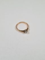 18ct yellow gold solitaire diamond ring, approx 0.25 carat, marks worn, size N/O, approx 2g